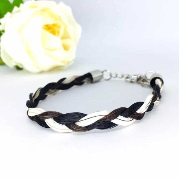 Bracelet tressé à chevrons en poils de queue de cheval avec