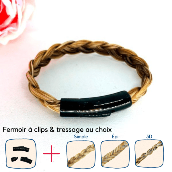 bracelet en crin de cheval diarado noir personnalisable