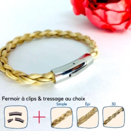 Bracelet crins de cheval sur cuir fermoir magnétique – Chevaux Passion