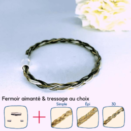 Bracelet crins de cheval sur cuir fermoir magnétique – Chevaux Passion