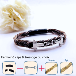 Bracelet mors de cheval Diarado noir acier inoxydable