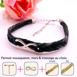 bracelet en crin avec un signe infini